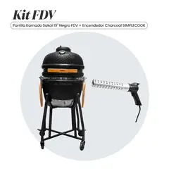 FDV - COMBO FDV PARRILLA KAMADO SAKAI NEGRO 19 + ENCENDEDOR DE CARBON CHARCOAL