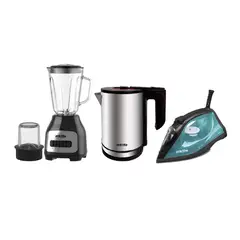 PRACTIKA - Tricombo Practika Licuadora Bl-600+Plancha A Vapor Nova +Hervidor Inox 18 Plus