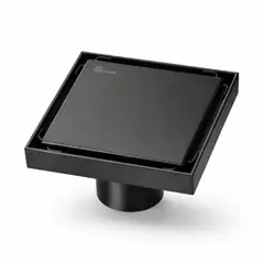 DECOR - Sumidero Reversible Cuadrado Negro Mate de Acero SS304 10x10 cm