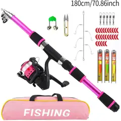 GENERICO - CAÑA  PESCA PESCAR CON SEÑUELOS FISHING ROSA