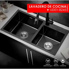 XM - LAVADERO DE COCINA 2 POZAS NEGRO UD01-8245