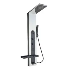 GENERICO - COLUMNA DE DUCHA CON ESPEJO LUZ LED CROMADO CON NEGRO