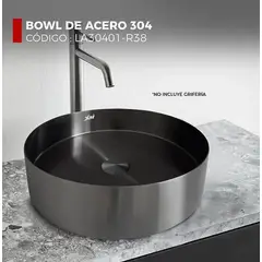 XM - BOWL CIRCULAR DE ACERO CON DESAGÜE NEGRO LA30401-R38