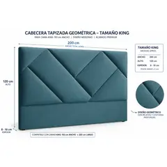 GENERICO - Cabecera Tapizada Casatto Veirom - King Plz - Turquesa