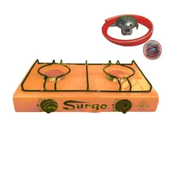 COCINAS SURGE - Cocina a Gas de Dos Hornillas Naranja + Válvula SURGE de Bronce