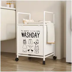 GENERICO - Cesto de Ropa Para Lavandería con Ruedas 75x42x32cm - Blanco