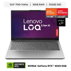 LENOVO - Laptop Gamer Lenovo LOQ Ryzen 7 RTX4050 6GB 16GB 512GB SSD 15.6 FHD Windows 11