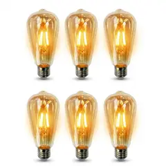 EXTRALED - Pack x6 Foco Decorativo LED Tipo Pera Filamento Vintage 8W E27 Luz Cálida Extraled