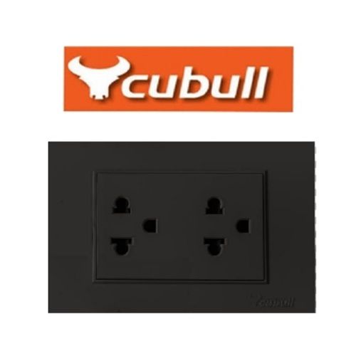 PACK X 10 UND : TOMACORRIENTE DOBLE CON LINEA A TIERRA NEGRO CUBULL L2-021