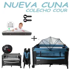 EBABY - Nueva Cuna Colecho Cour Ebaby EB761Colchon Gris-Azul
