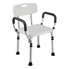 EVERSO - Silla De Ducha Con Brazo Desmontable Aluminio Antideslizante Silla Banco para Ducha y Tina