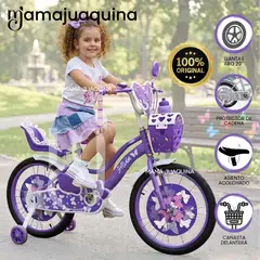 VELOX - Bicicleta Campera para Niña Aro 20 «ALANIS» con Canasta Multi Purple