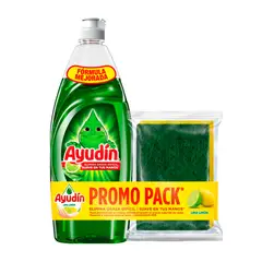 AYUDIN - Lavavajillas Líquido Ayudín Lima y Limón 640ml + Esponja