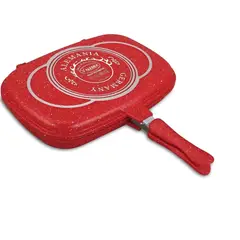 Valeska - Sartén Parrillera Doble de Roca Volcánica -ROJO