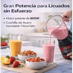 OSTER - Licuadora Oster 1.5L 800W Vaso de Vidrio 6 Velocidades + Pulso BLSTPEG-CPB Roja
