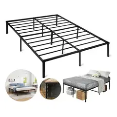 EVERSO - Base De Cama De Metal 2 Plazas 150x190x35cm Negro