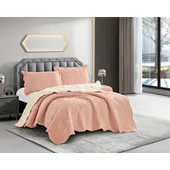 GOLDSUN - CUBRECAMA 3 PIEZA TELA CON REVERSO CARNERITO 2 PLAZAS Y MEDIA  PREMIUN