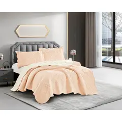 GOLDSUN - CUBRECAMA 3 PIEZA TELA CON REVERSO CARNERITO 2 PLAZAS Y MEDIA PREMIUN