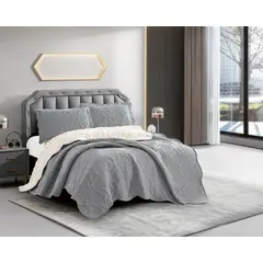 GOLDSUN - CUBRECAMA 3 PIEZA TELA CON REVERSO CARNERITO 2 PLAZAS Y MEDIA  PREMIUN