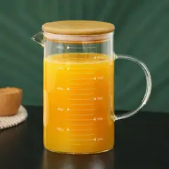 HOGARMAS - Jarra Medidora NIZA con Tapa de Bambú 1000 ml