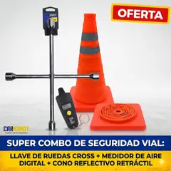 UNIVERSAL - LLAVE DE RUEDAS CONO RETRÁCTIL CON MEDIDOR DIGITAL COMBO