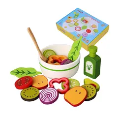 GENERICO - Kit Ensalada Saludable para Niños 21 Pzs - Juguete Didáctico de Madera