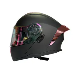 XTREME - CASCO PARA MOTO XTREME NEGRO VISOR ROSADO ALERON CROMADO TALLA M