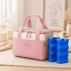Baby - Cooler bag rosado bolso de lactancia para banco de leche con geles refrigerantes