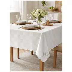OEM - Mantel De Mesa Blanco 140 X 220 Cm Decorativo Para Comedor Y Reuniones