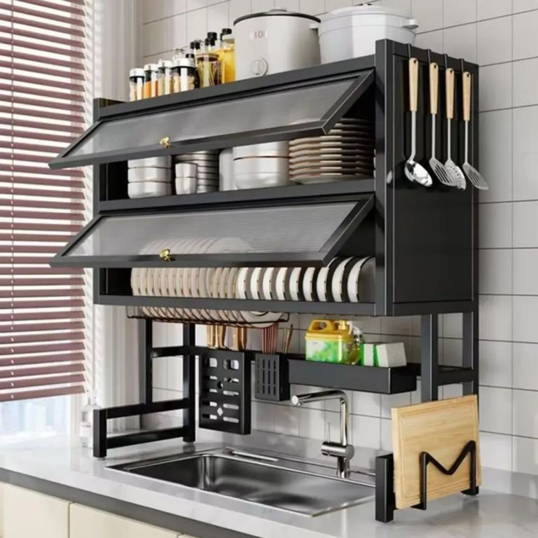 Organizador Escurridor de Platos 3 Niveles con Tapa de 85cm