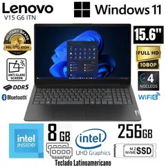 LENOVO - Laptop Lenovo V15 G6 ITN Intel N100 8GB RAM 256GB SSD 15.6"  FHD - 83M40016LD