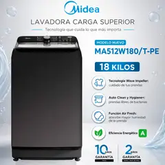 Midea - Lavadora Automatica Carga Superior 18 Kg MA512W180/T-PE Titanium Midea.