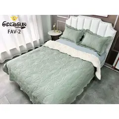 GOLDSUN - CUBRECAMA 3 PIEZA TELA CON REVERSO CARNERITO 2 PLAZAS Y MEDIA PREMIUN