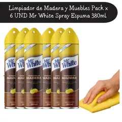 WHITE - Limpiador de Madera Pack x 6 UND Mr Spray Espuma 380ml