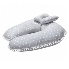 GENERICO - Almohada de Lactancia Premium I Uso 6 en 1 I Color: Plomo estrella reverso plomo