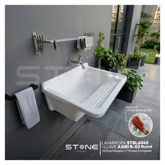 STONE - COMBO LAVADERO DE FIBRA DE VIDRIO STBL6045 + LLAVE ASIRI R-02 RUMI + DESAGÜE CTRAMPA CORRUGADA