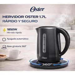 OSTER - Hervidor Eléctrico Oster 1.7L BVSTKT3101 Negro Base 360° Apagado Automático 1850W