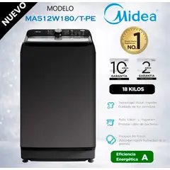 MIDEA - MA512W180T-PE - Lavadora Automática Carga Superior 18Kg Titanium Midea