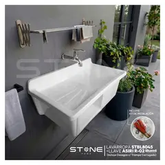STONE - COMBO LAVADERO DE FIBRA DE VIDRIO CONTRAPLACADO STBL8045 + LLAVE ASIRI R-02 RUMI + DESAGÜE CTRAMPA CORRUGADA