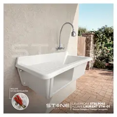 STONE - COMBO LAVADERO DE FIBRA DE VIDRIO CONTRAPLACADO STBL9045 + LLAVE LAURENT STW-01 STONE