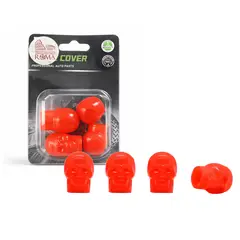 OEM - Tapas Para Válvula Calabera Rojo Luminoso 4Pcs