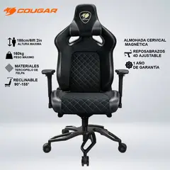 COUGAR - SILLA GAMER COUGAR TITAN PRO V2 ERGONÓMICO TELA CERVICA MAGNETICA ESPUMA INCLINA 155°