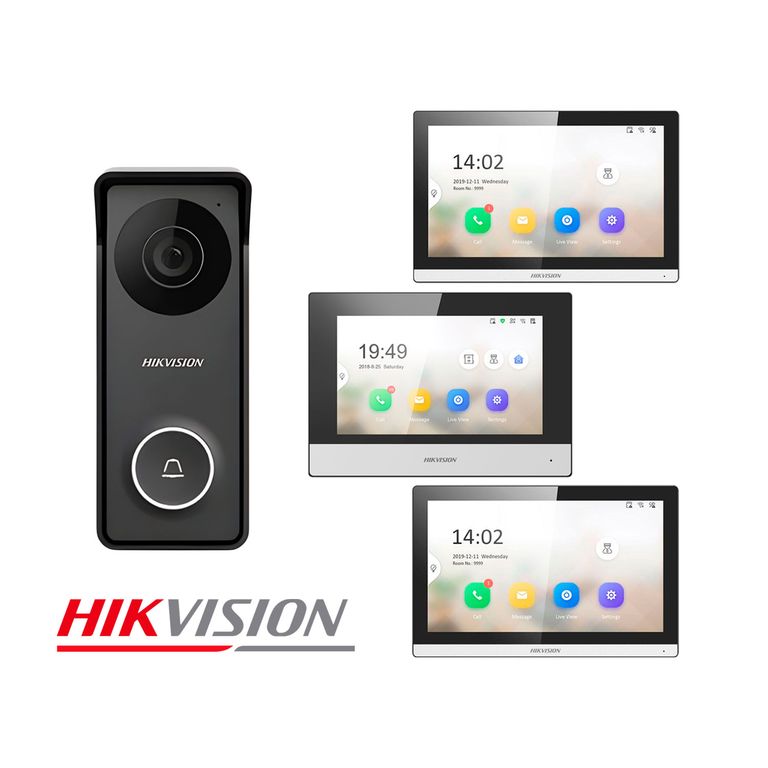 Kit Videoportero Híbrido Hikvision DS-KIS313-P HD Control App 2 Pantallas táctil