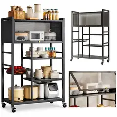 GENERICO - Estante de metal organizador con ruedas y tapa acrilica cd.1