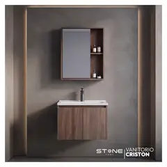 STONE - VANITORIO MINIMALISTA CRISTON MARRON MADERADO STONE