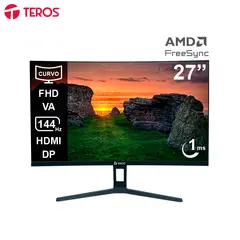 TEROS GAMING - Monitor GAMING Teros TE-2734S 27 FREESYNC Curvo 144Hz 1MS FULL HD HDMI DP