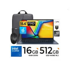 ASUS - LAPTOP ASUS VIVOBOOK 15 15.6" FHD IPS TACTIL Core 5-120U 16GB 512GB  MOCHILA Y MOUSE FreeDOS