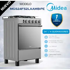 MIDEA - MGS24FS2LAAMB-PE - Cocina De Pie 1 Horno 4 Hornillas Gris 24" Midea