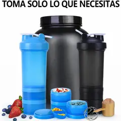 GENERICO - TOMATODO SHAKER DEPORTIVO BOTELLA MEZCLADOR PROTEINA COMPARTIMENTOS PORTÁTIL GYM 600 ML
