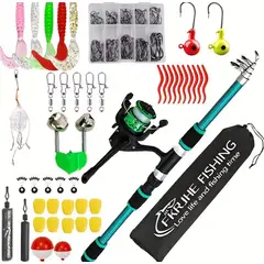 GENERICO - CAÑA DE PESCAR CON SEÑUELOS NEGRO VERDE MBOLSA